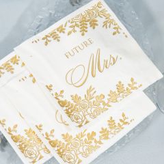 Classic Floral Foiled Napkin with Custom Text NPK009