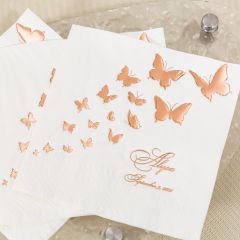 Personalized Butterfly Rose Gold Foiled Napkin NPK010