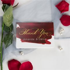 Wine And Gold Watercolor Wedding Thank You Card TYC004