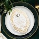 Die-cut Floral Style  Gold foil Printing Menu Card with 3D Name Tag RDPM018