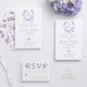 Lavender Bliss Boho Letterpress Flat Wedding Invitation RLFI007