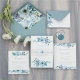Modern Ethereal Light Blue Floral Wedding Invitation with Vellum Belly Band DFR018